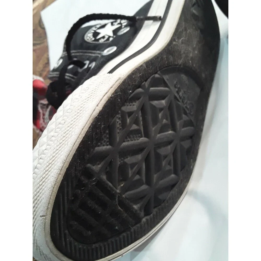 Converse Sneakers, All Star Chuck Taylor High Top Black with Plaid. Rare.